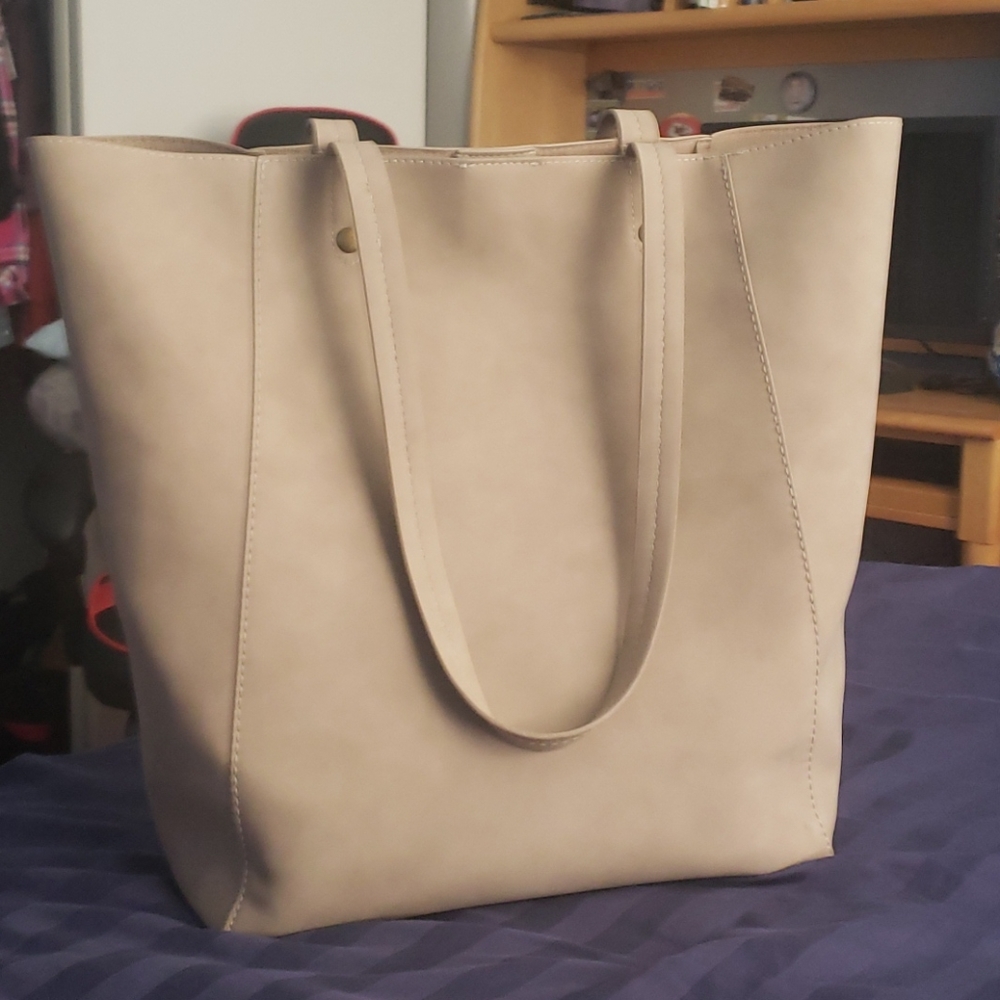 Large Beige Suede Tote Bag